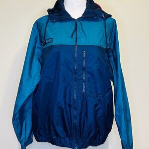 Vintage 90s Columbia Windbreaker Jacket Women's M Color Block With Hood KL3150